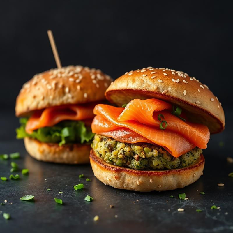 Salmon Matcha Rice Burger