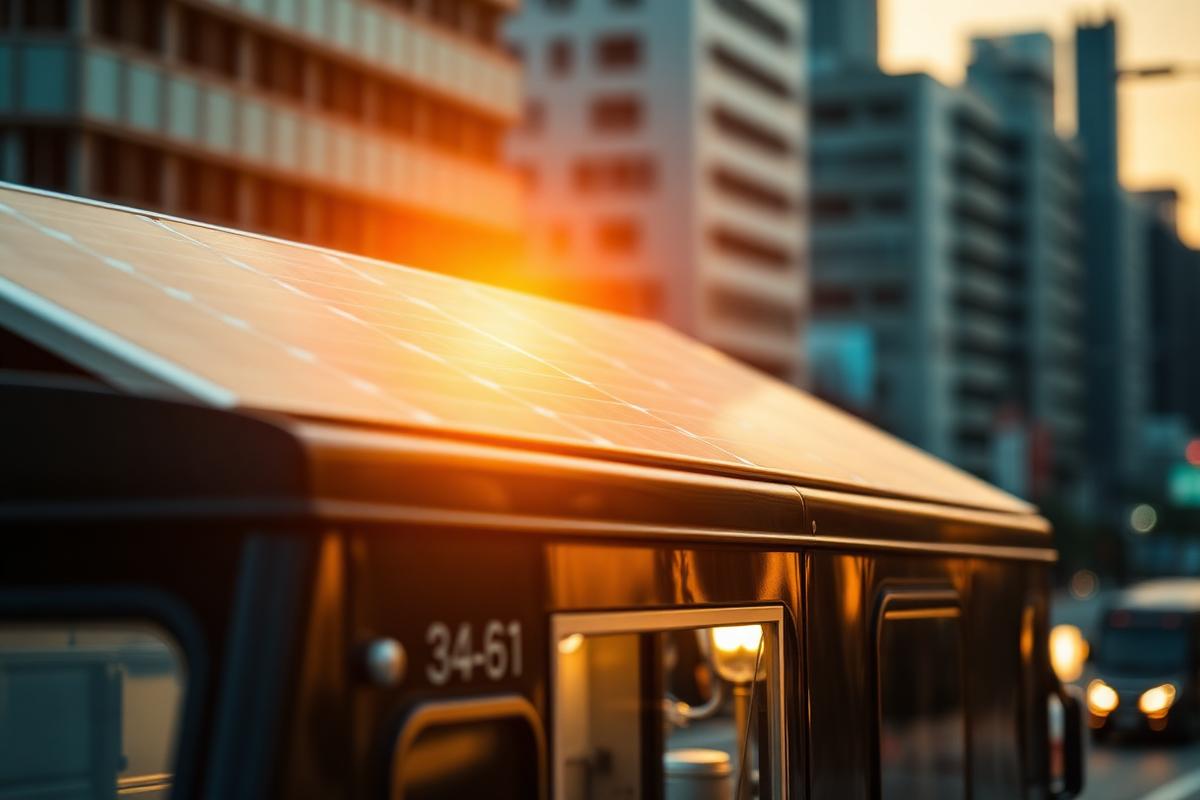 Solar panels on the Midori Truck at golden hour